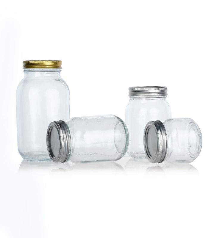 Nuevo diseño redondo 45 ml 12 oz 14 oz diferentes tamaños Jarrón de vidrio Mason para almacenamiento de alimentos