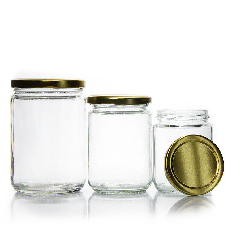 Venta al por mayor Vacío 8 oz 16 oz 24 oz Preservación de miel Pepinillos Cocina Jarrones de vidrio de almacenamiento con tapa sellada