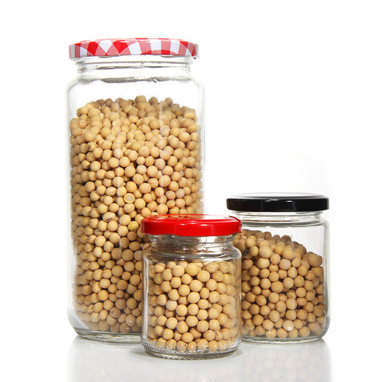 Venta al por mayor Vacío 8 oz 16 oz 24 oz Preservación de miel Pepinillos Cocina Jarrones de vidrio de almacenamiento con tapa sellada