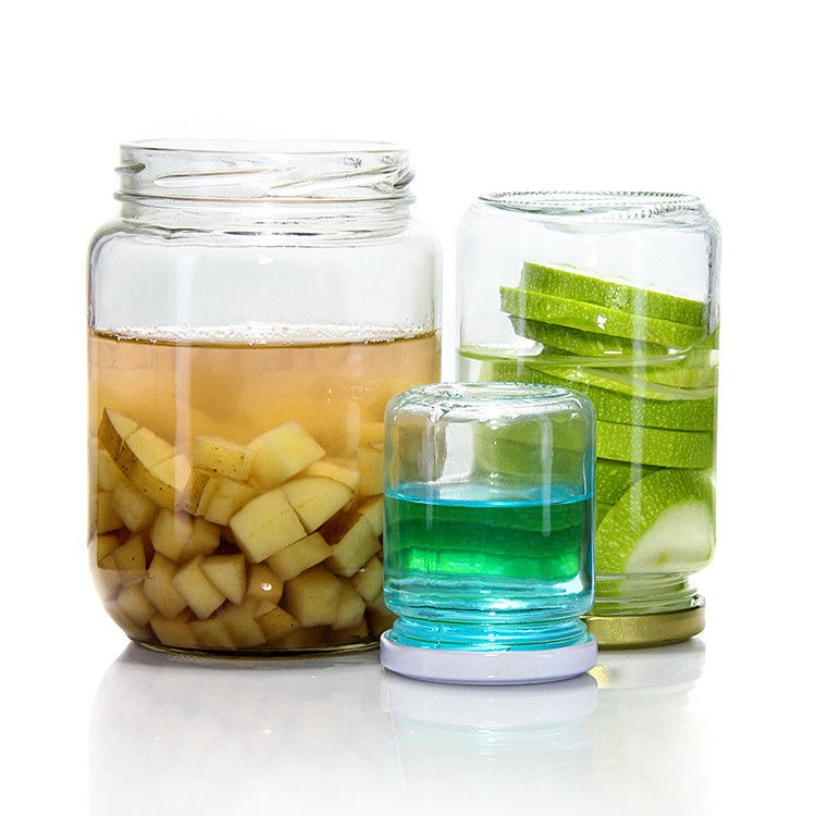 Grado alimenticio redondo transparente de 25 ml a 1000 ml de mermelada miel gelatina frasco de vidrio de almacenamiento con tapa hermética de metal