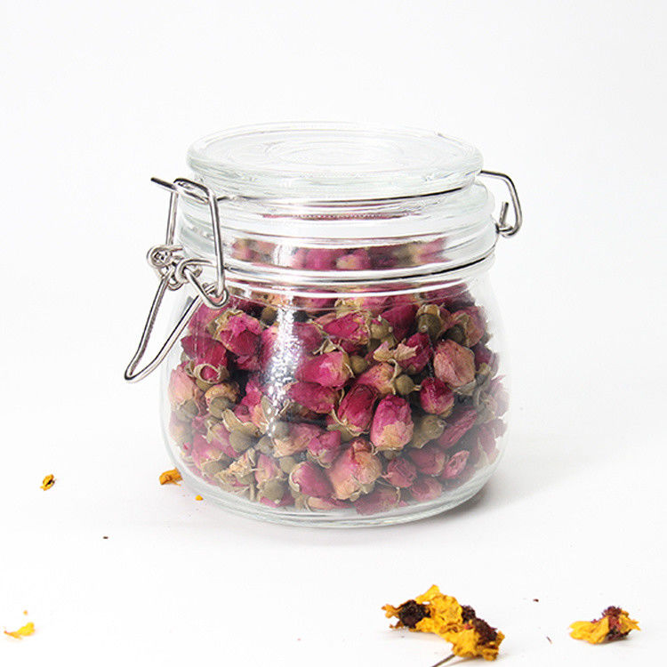 Granel de alta calidad150ml 200ml 250ml Jar de vidrio redondo para almacenamiento de james de miel Pepinillos con tapa alta