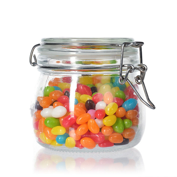 Envases de cristal redondos a medida 35ml 100ml 8Oz 10Oz 12Oz Jam de pepinos picles Jarrones de almacenamiento de vidrio para almacenar alimentos