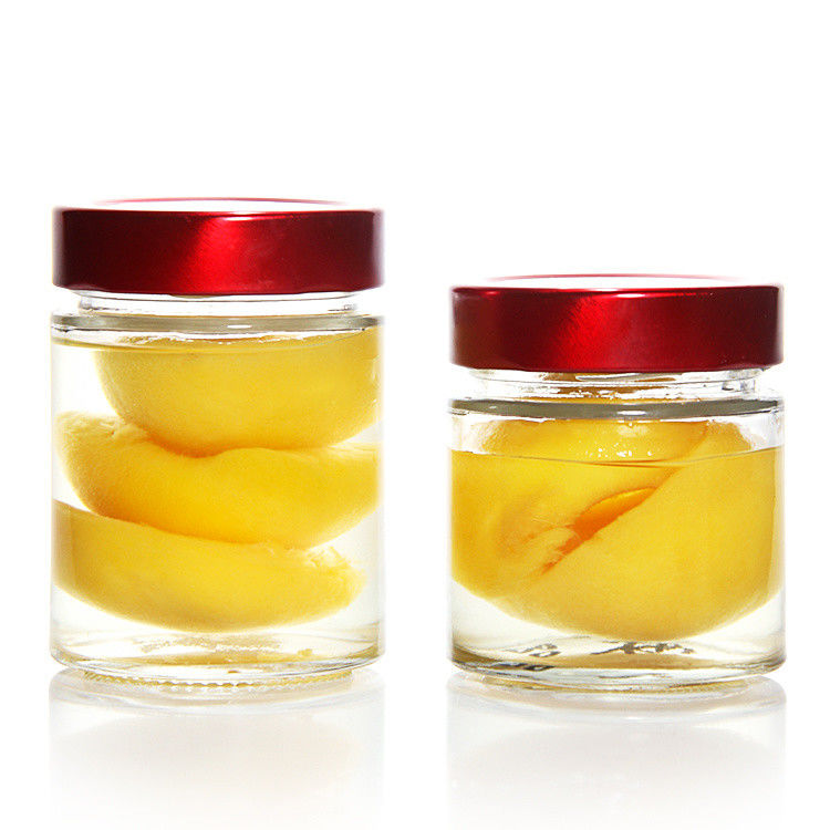 Resistencia al calor redondo 45 ml 5Oz 6Oz 8Oz Jar de vidrio hermético de almacenamiento de alimentos con tapa de hojalata