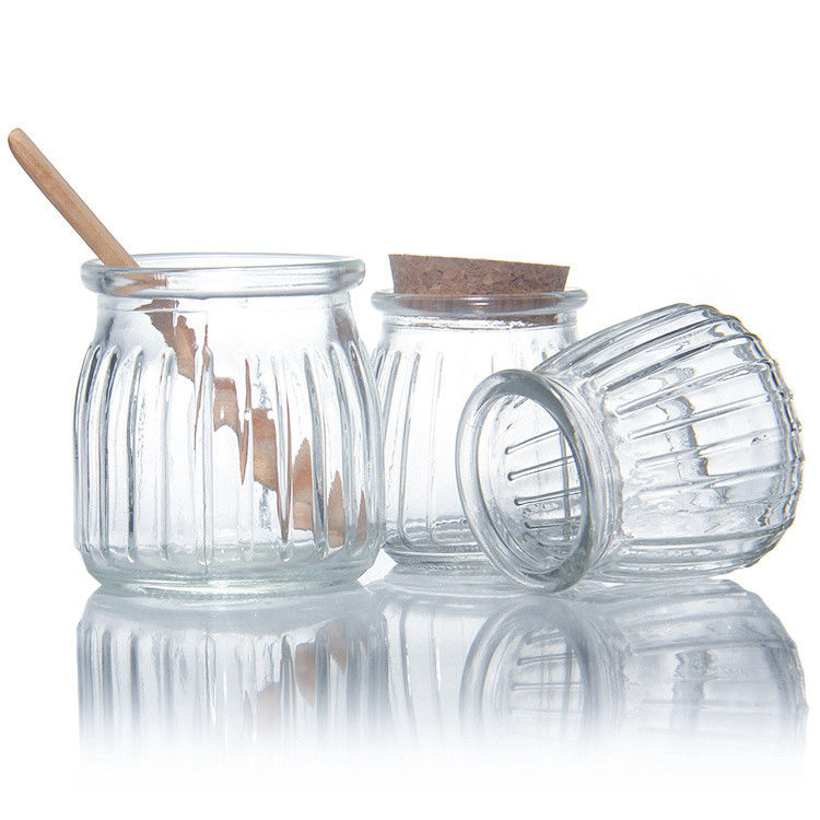 Jarrones pequeños de vidrio transparente para postres de vidrio con tapa de corcho 7 oz 200 ml