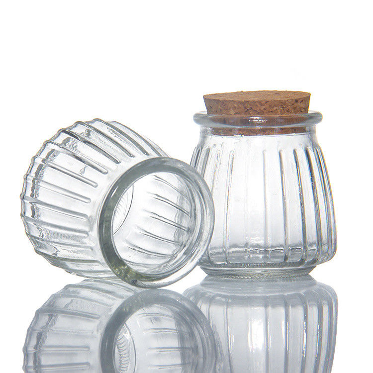 Jarrones pequeños de vidrio transparente para postres de vidrio con tapa de corcho 7 oz 200 ml