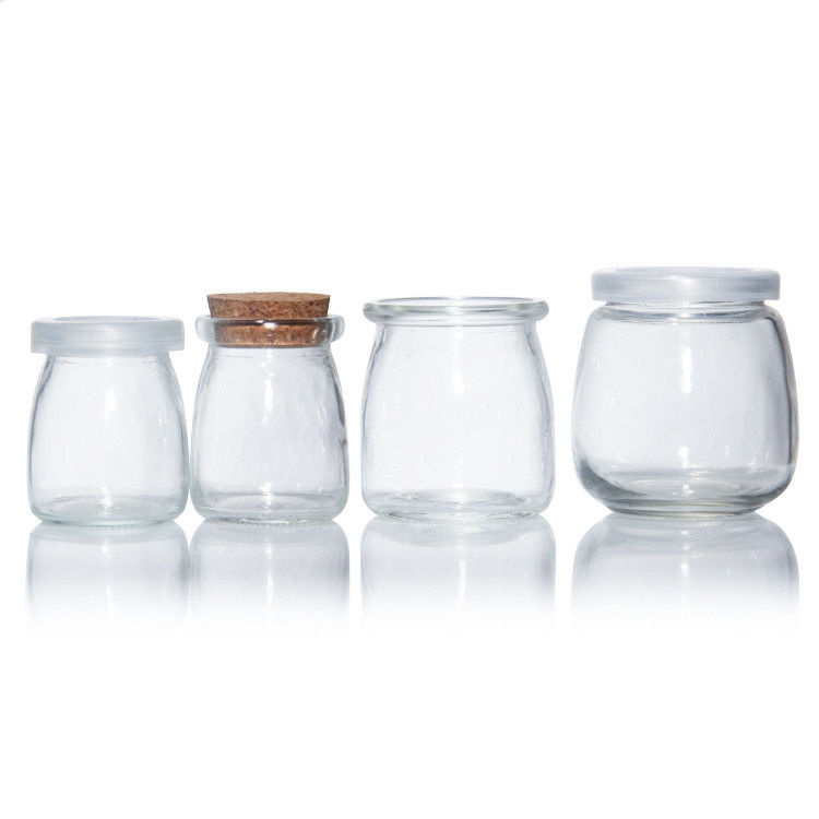 Jarrones pequeños de vidrio transparente para postres de vidrio con tapa de corcho 7 oz 200 ml