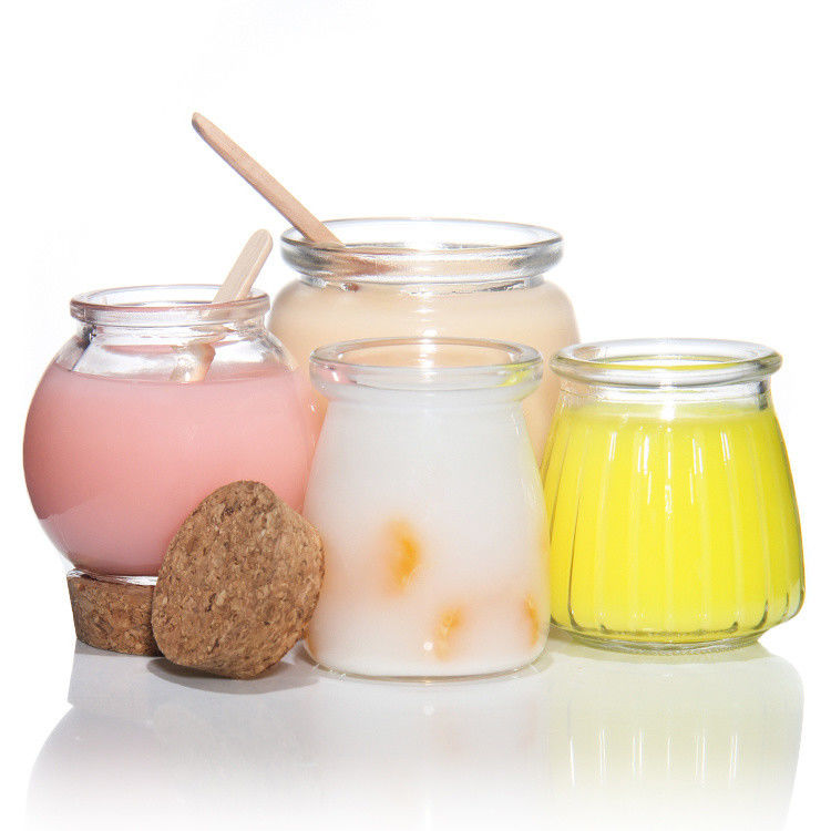 Jarrones pequeños de vidrio transparente para postres de vidrio con tapa de corcho 7 oz 200 ml