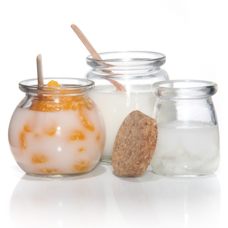 8 oz de botella de yogur de vidrio vacío Jarrón de pudín y botella de leche fresca con tapa de corcho