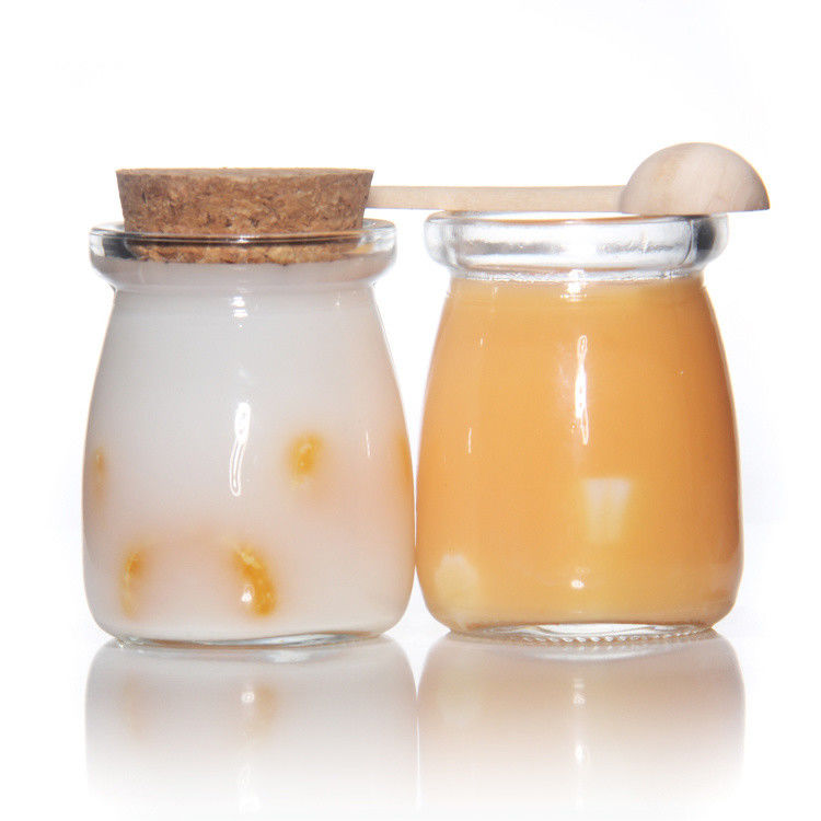 8 oz de botella de yogur de vidrio vacío Jarrón de pudín y botella de leche fresca con tapa de corcho