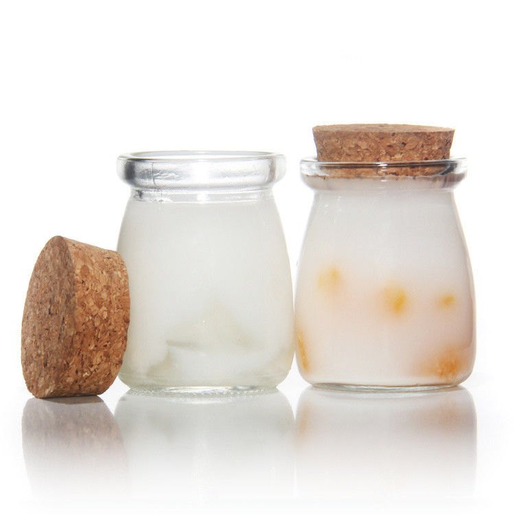 8 oz de botella de yogur de vidrio vacío Jarrón de pudín y botella de leche fresca con tapa de corcho