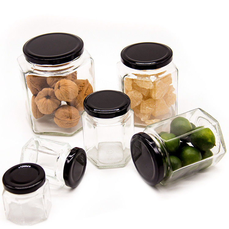 Envases redondos de vidrio transparentes de 100 ml para almacenamiento de miel envases de alimentos con tapas metálicas