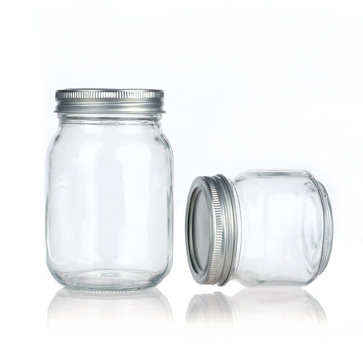 Venta directa de fábrica de alimentos transparentes frascos de vidrio Mason embalaje almacenamiento frasco de vidrio redondo frasco de vidrio frasco de alimentos