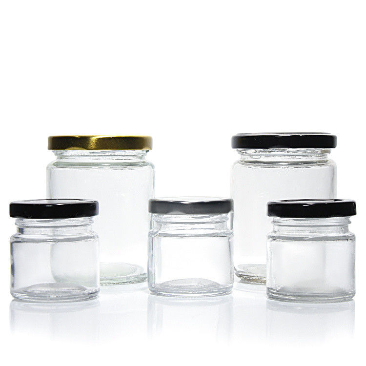 Lujo personalizado 100ml 180ml 500ml Jarrón de vidrio de congelación redondo pequeño para almacenar encurtidos