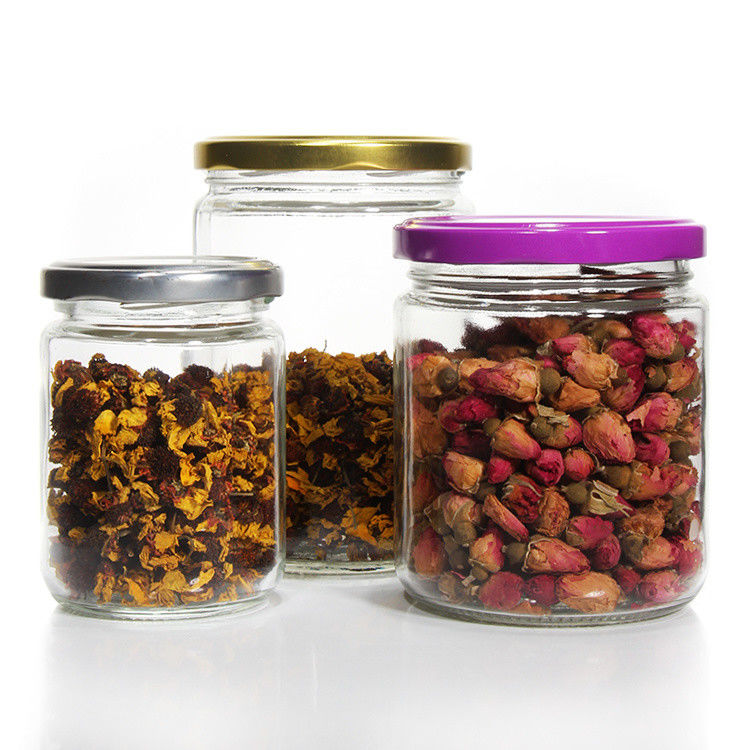 Lujo personalizado 100ml 180ml 500ml Jarrón de vidrio de congelación redondo pequeño para almacenar encurtidos
