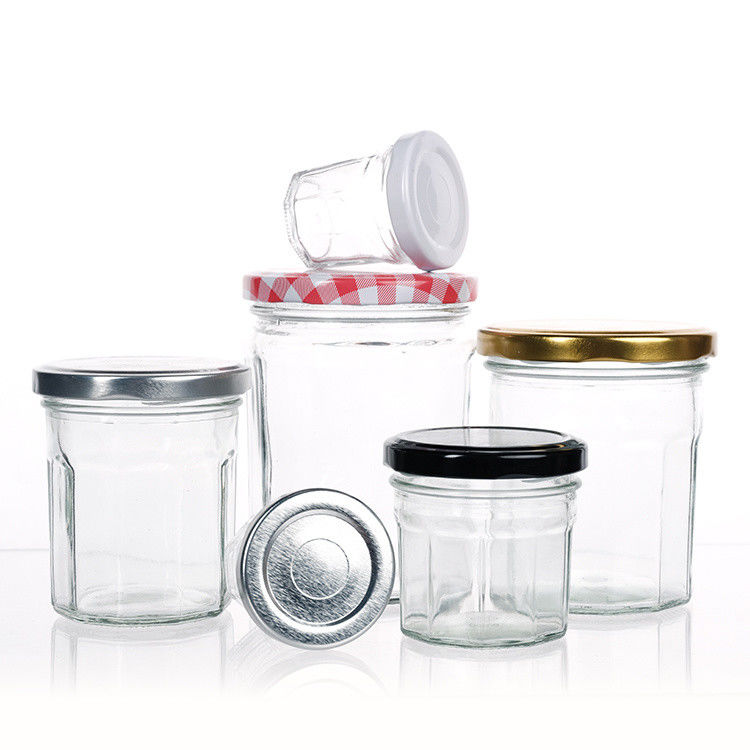 Calidad personalizada 370 ml 500 ml de miel de almacenamiento Jarrón de vidrio de alimentos para el almacenamiento
