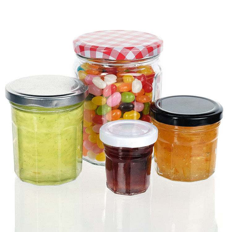 Calidad personalizada 370 ml 500 ml de miel de almacenamiento Jarrón de vidrio de alimentos para el almacenamiento