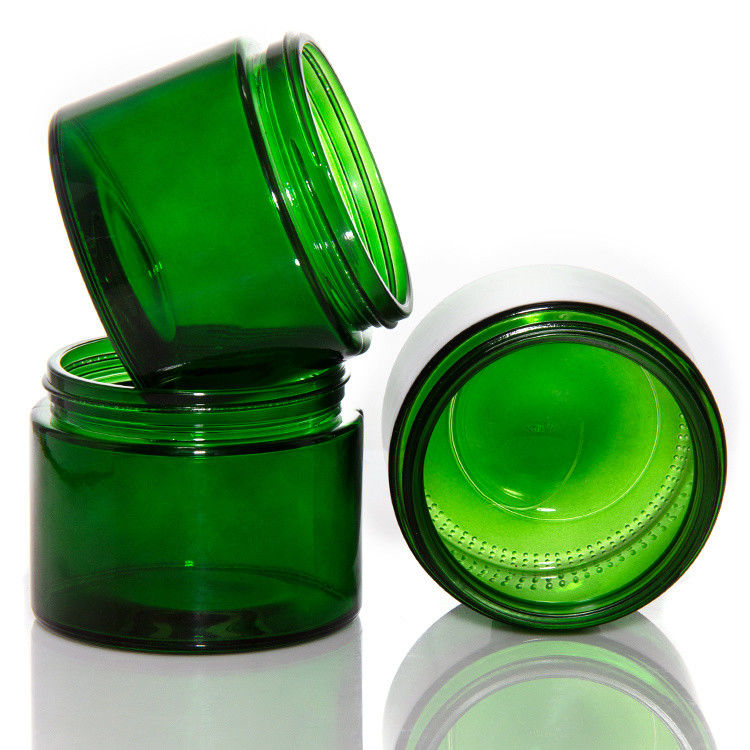 Jarrones de velas de vidrio transparente de color verde vacío con tapa ODM