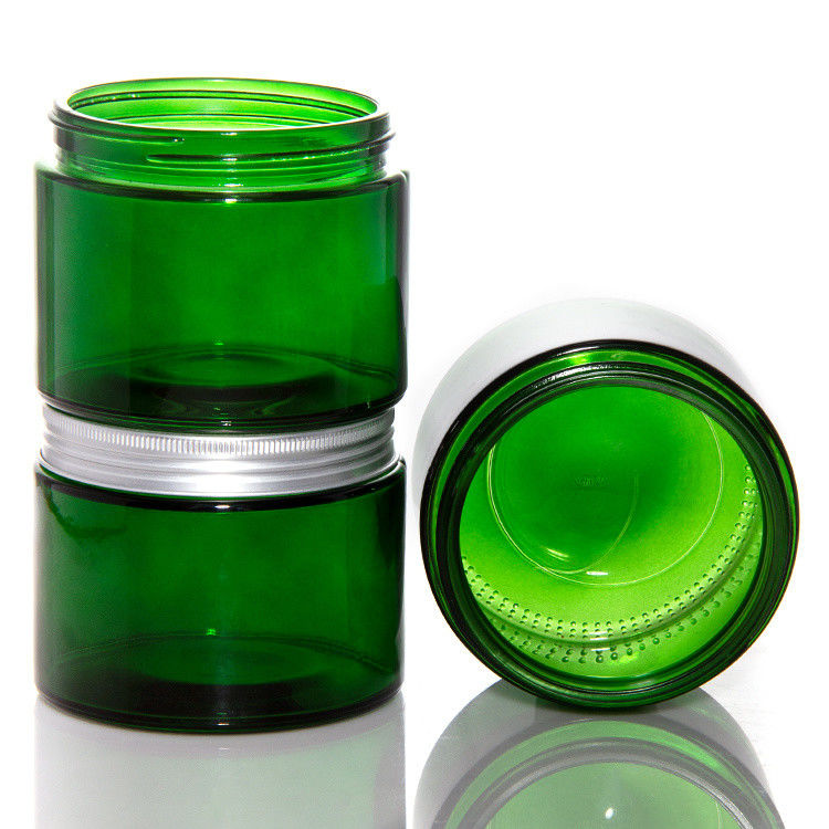 Jarrones de velas de vidrio transparente de color verde vacío con tapa ODM