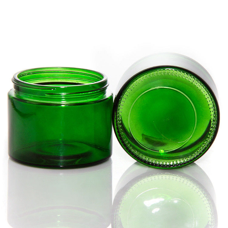 Jarrones de velas de vidrio transparente de color verde vacío con tapa ODM
