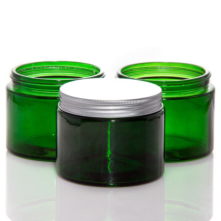 Jarrones de velas de vidrio transparente de color verde vacío con tapa ODM