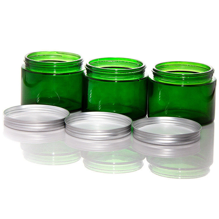 Jarrones de velas de vidrio transparente de color verde vacío con tapa ODM