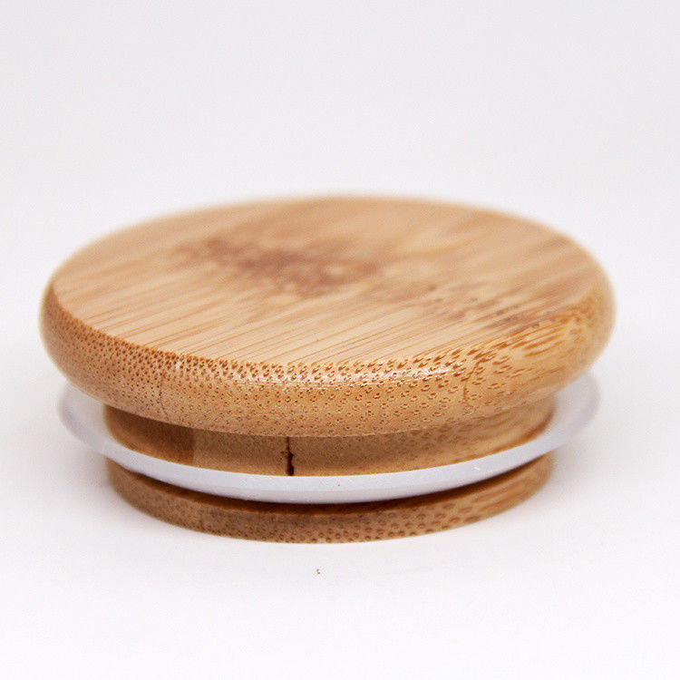 Venta al por mayor tapas de bambú con agujero de paja de madera personalizada 16 oz tapa de frasco de vidrio Mason