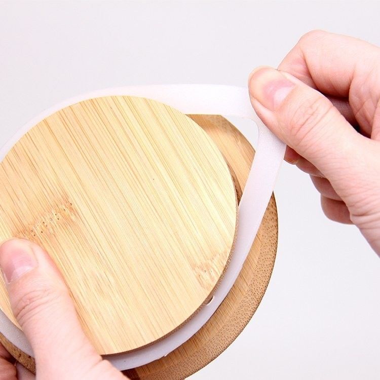 Venta al por mayor tapas de bambú con agujero de paja de madera personalizada 16 oz tapa de frasco de vidrio Mason