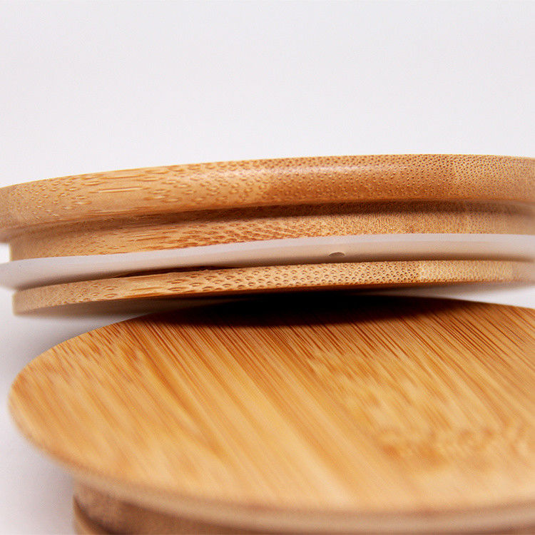 Capa de tarro de madera de té de bambú de tapa de taza de café de tamaño 70 mm
