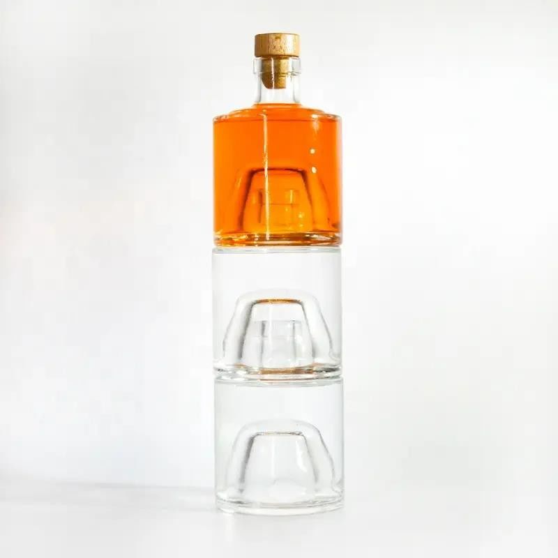 Botellas de licor de vidrio de vino tinto con corcho de 750 ml personalizadas