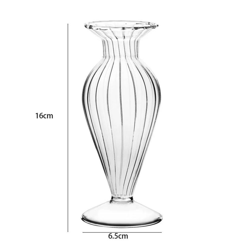 Vaso de vidrio nórdico de estilo clásico transparente para la decoración de la mesa de comedor