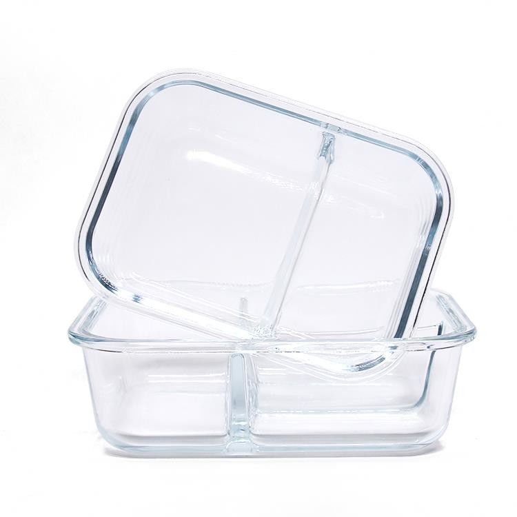 Cuenco de frutas de vidrio caja de almuerzo ensalada de frutas cuenco de almacenamiento de alimentos microondas caja fuerte