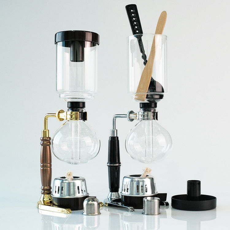 Diseño clásico de la cocina borosilicato de vidrio cafetera de té 2-5 tazas sifoner cafetera para la fabricación profesional de café