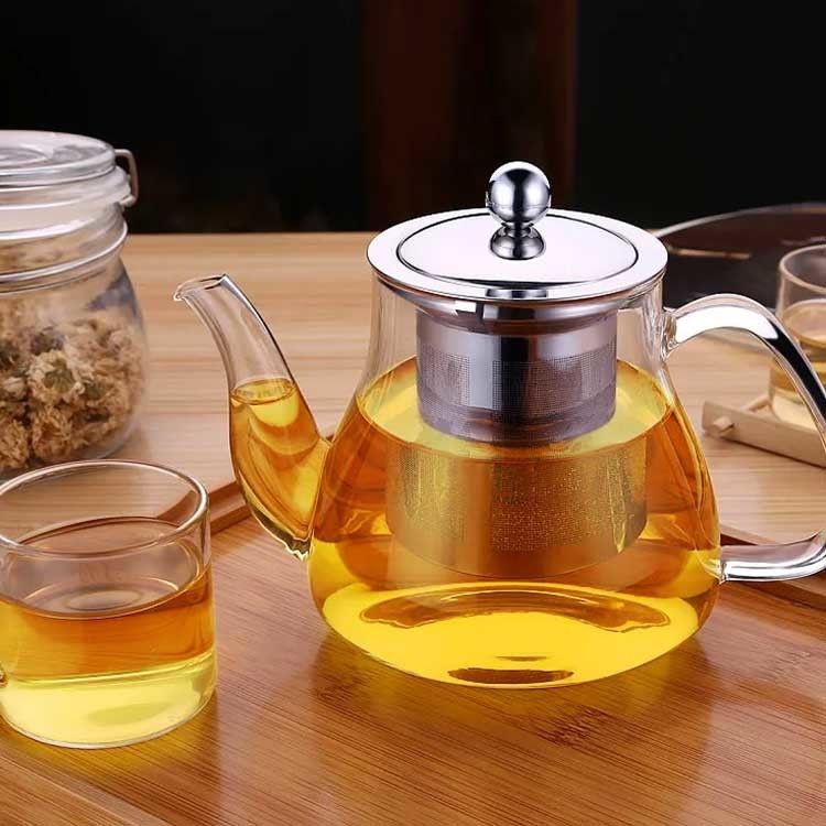 Set de tetera y caldera de vidrio personalizados con tazas para té de café resistentes al calor