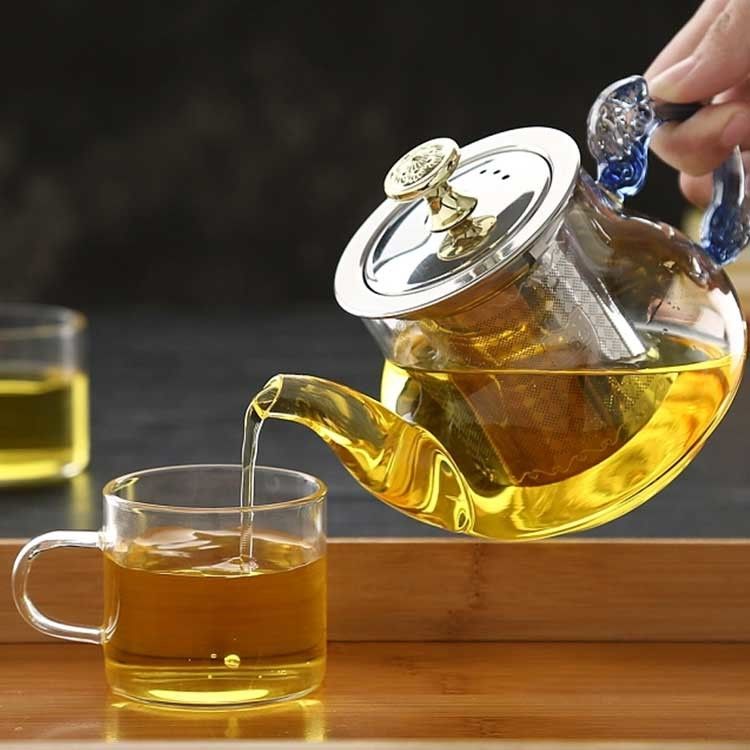 Set de tetera y caldera de vidrio personalizados con tazas para té de café resistentes al calor