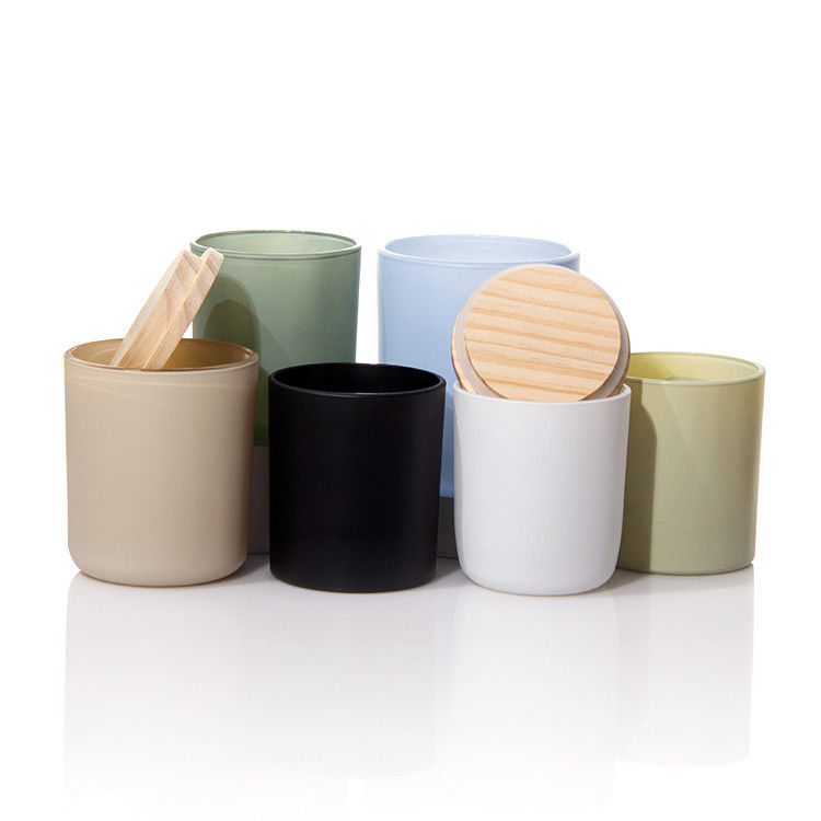 Jarrones de velas de colores múltiples y opacos, portavelas de vidrio con tapa de corcho