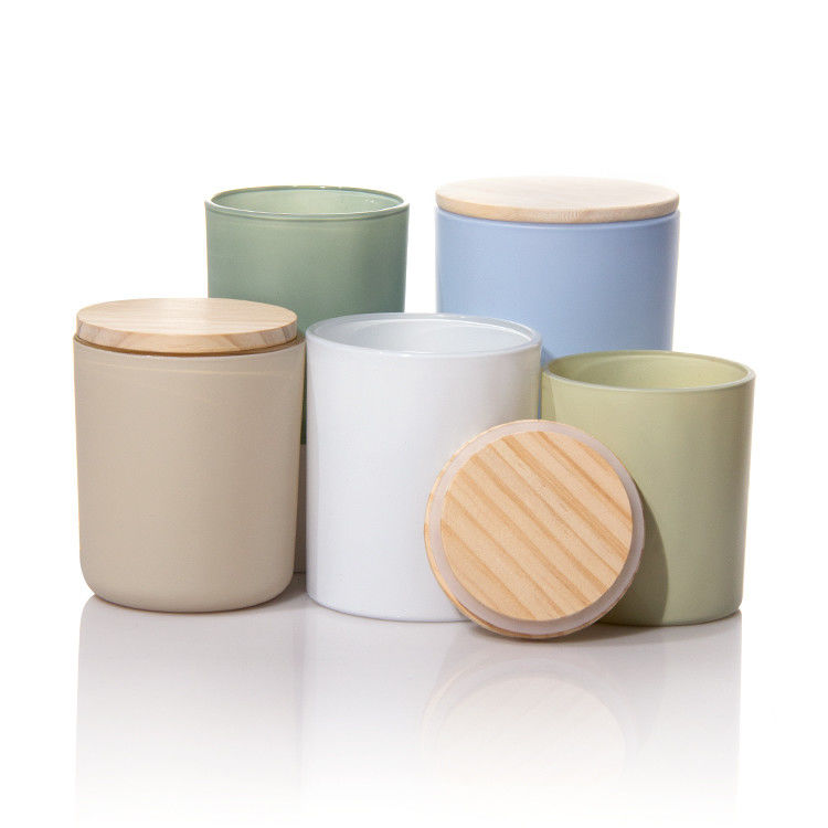 Jarrones de velas de colores múltiples y opacos, portavelas de vidrio con tapa de corcho
