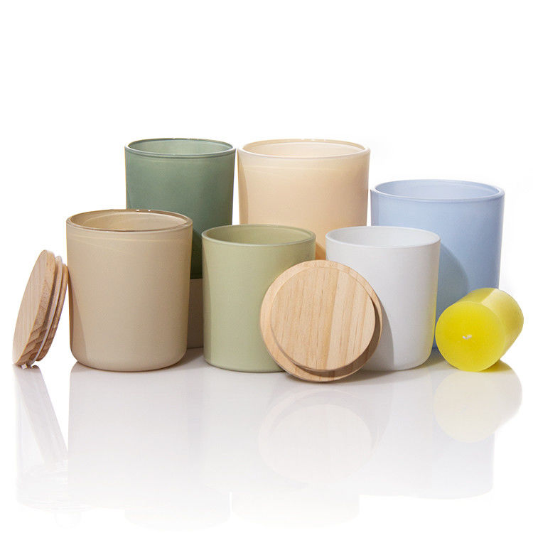 Jarrones de velas de colores múltiples y opacos, portavelas de vidrio con tapa de corcho
