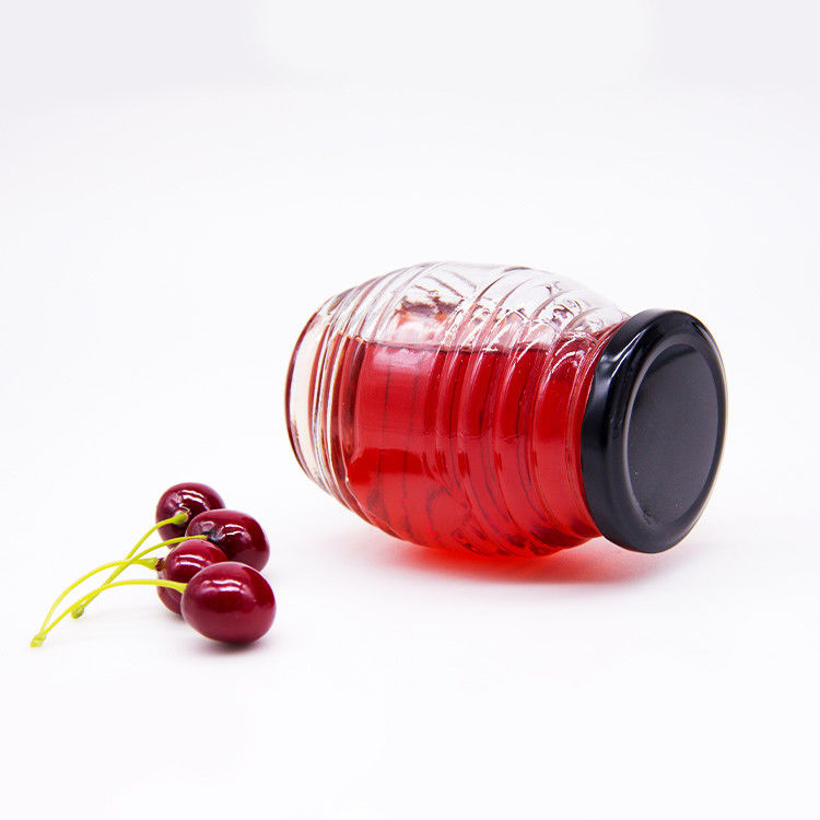 Etiqueta personalizada de forma hexagonal 100ml 180ml 380ml Jarrón de vidrio de mermelada de miel para la miel fruta de oliva