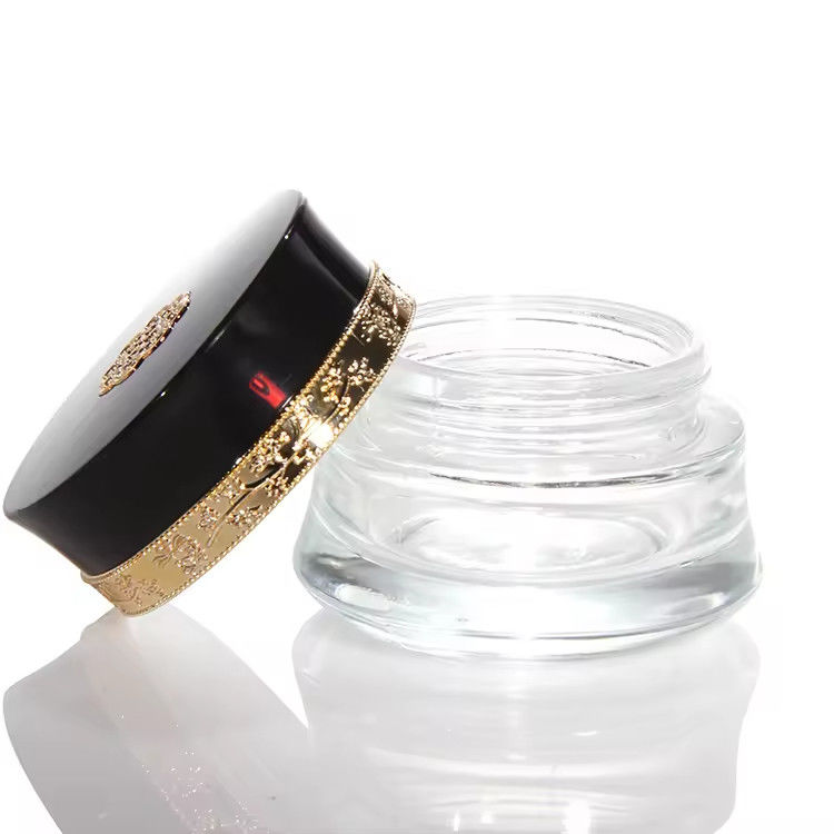Cosméticos Crema facial Jar de vidrio 50ml Y embalaje de vidrio Botella redonda de vidrio congelado Calidad personalizada 5g 10g 15g