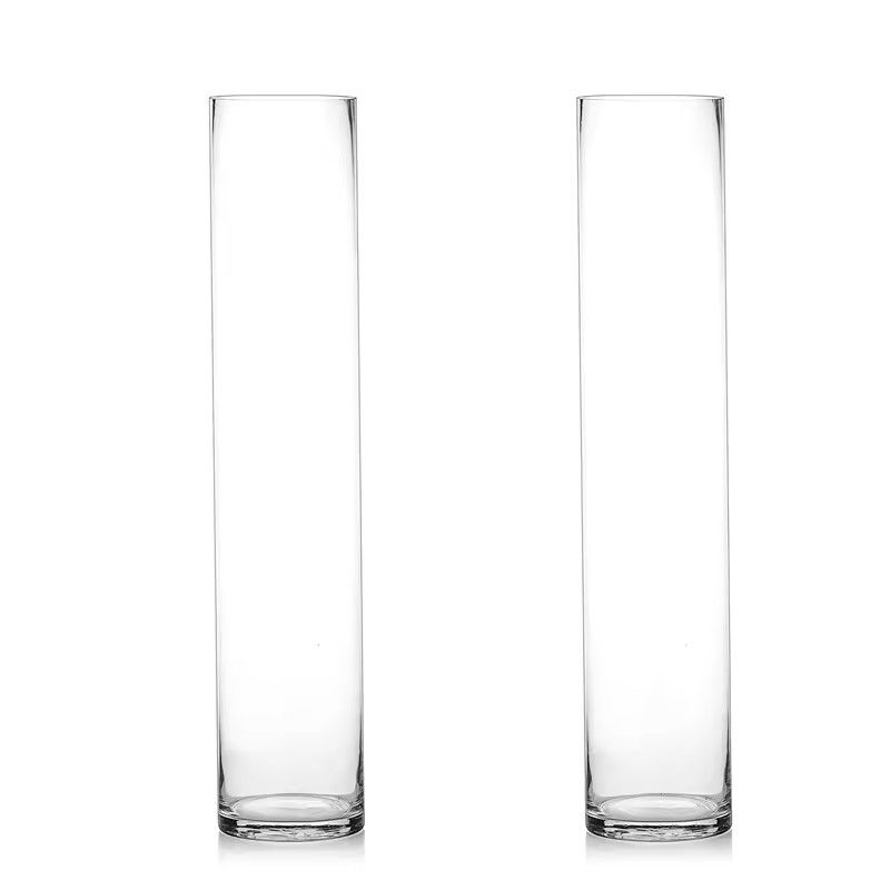 Vaso de vidrio transparente de flores de cilindro hidropónico para decoración de hotel Ceremonia de bodas