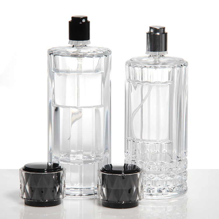 Logotipo personalizado Elegancia Decoración tallada Botella de vidrio vacía de 50 ml Botella de perfume de lujo