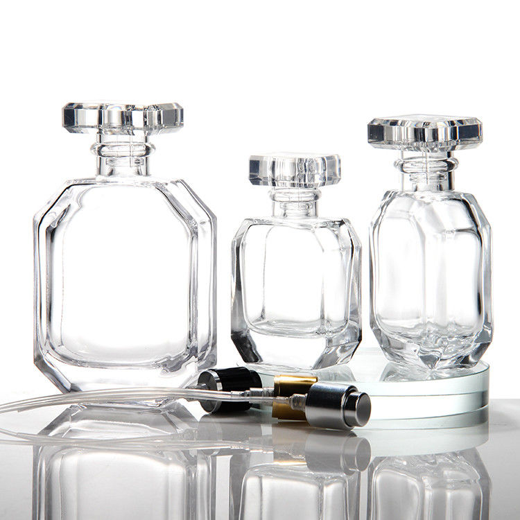Botellas para almacenamiento al por mayor Botellas de perfume de vidrio transparente Botellas de cosméticos portátiles