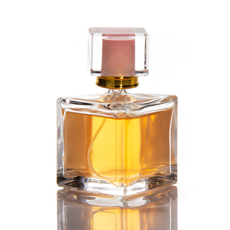Botellas de perfume hexagonales cuadradas de 30 ml, 50 ml y 100 ml con tapa de cristal con pulverizador de bomba en botella de vidrio