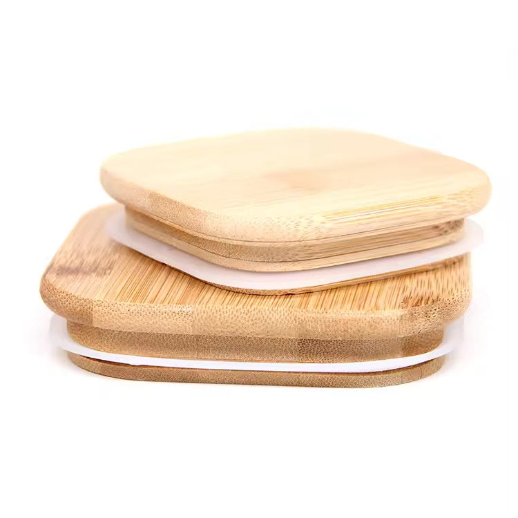 Logotipo de fábrica personalizado Botella de madera sólida de madera redonda cuadrada tapa de taza de taza tapa de bambú para tarro