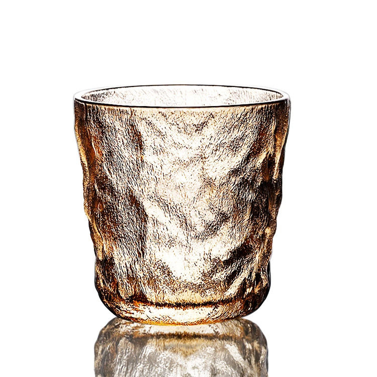 Muestra gratuita de glaciar patrón de vidrio de vino tumbler color rosa helado copa de vidrio de whisky