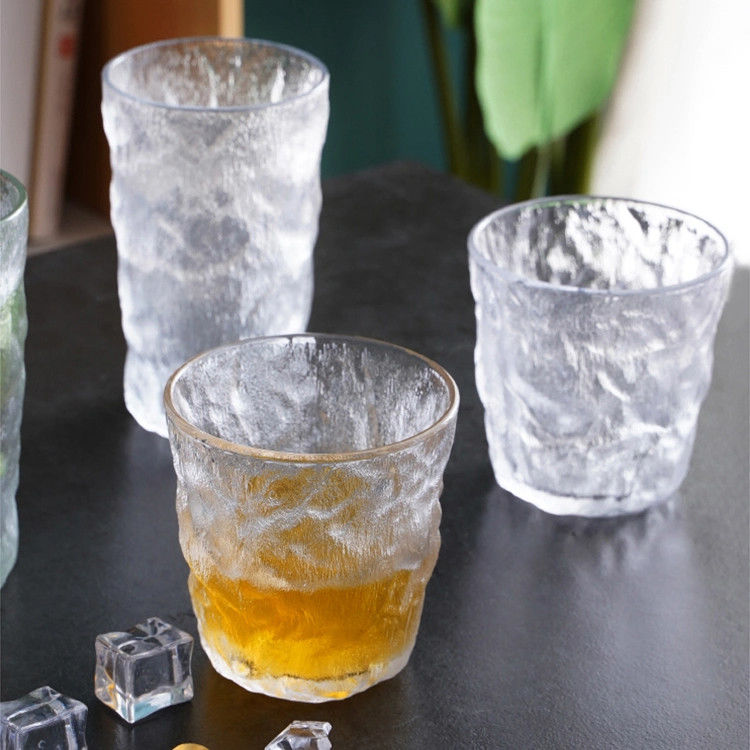 Muestra gratuita de glaciar patrón de vidrio de vino tumbler color rosa helado copa de vidrio de whisky