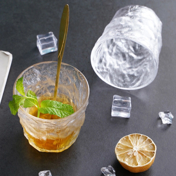 Muestra gratuita de glaciar patrón de vidrio de vino tumbler color rosa helado copa de vidrio de whisky