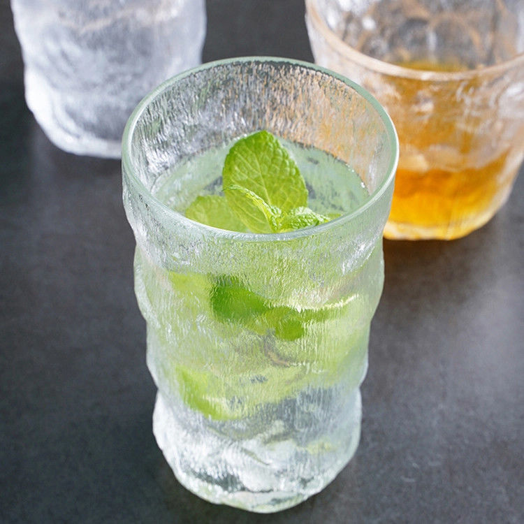 Muestra gratuita de glaciar patrón de vidrio de vino tumbler color rosa helado copa de vidrio de whisky