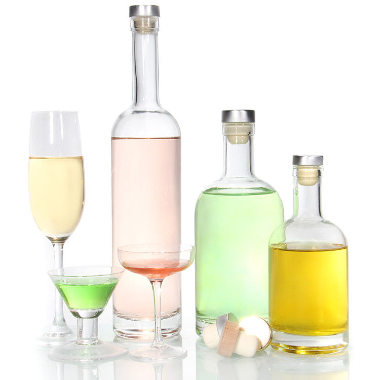 Botellas de base pesada de 12 oz para botellas de licor de cristal bordeaux de 750 ml