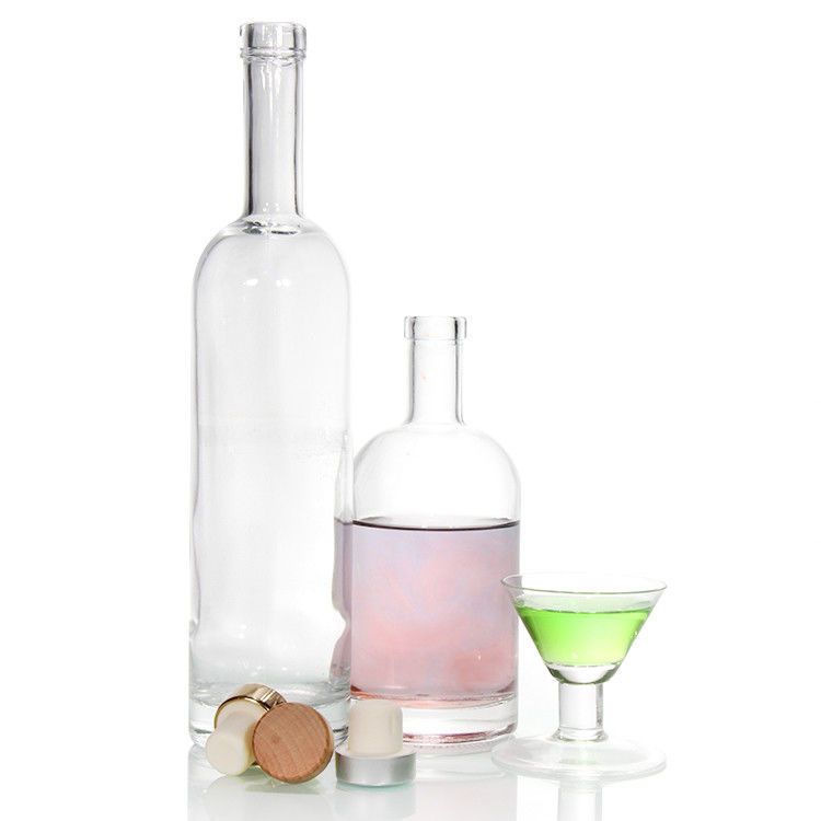 Botellas de vodka de base pesada de 12 oz preparadas para botellas de licor de cristal bordeaux de 750 ml
